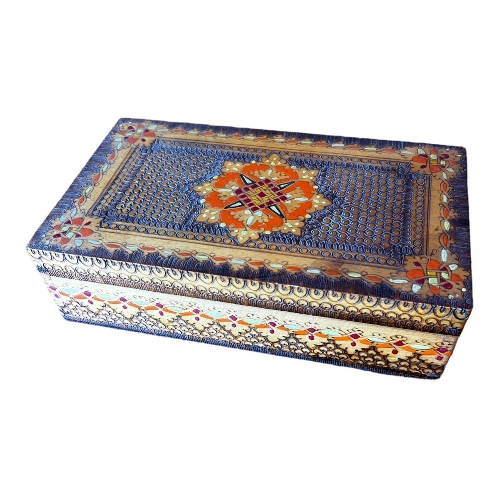 Decorative vintage European wood box
